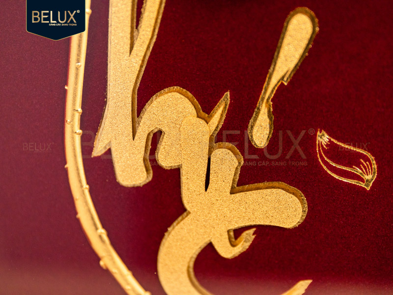 Tranh chữ Phúc thư pháp dát vàng 24k - 32x25cm